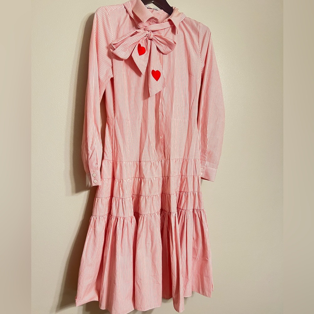 Red and white long sleeve dress